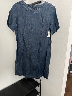 GAP Dark Blue Short Sleeve Denim Shift Dress